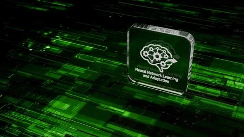 Neural Network Learning Adaptation on Glowing Circuit Board Digital Infrast.. Stockfoto's