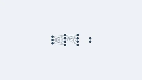 Neural network line icon with connected layers of nodes, slate gray style Stock Footage 342598692