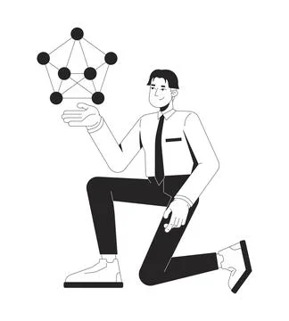 Neural network line illustration concept Stock Illustration