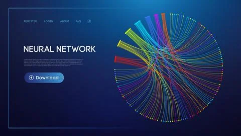 Neural network lines digital technology background. Big data and data science イラスト素材