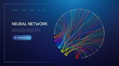 Neural network lines digital technology background. Big data and data science イラスト素材