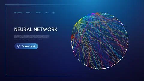 Neural network lines digital technology background. Big data and data science Stock Illustration