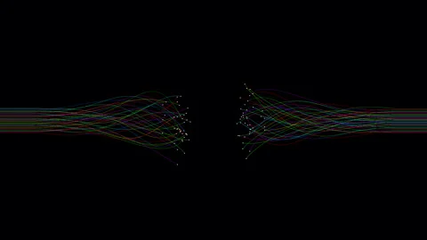 Neural Network Loopable Animation with Colorful Lines and Dots Stock Footage 314417031