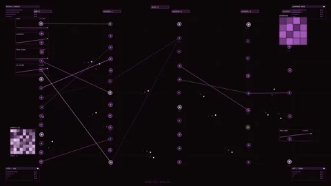 Neural Network Machine Learning Interface with Futuristic Data Visualizatio.. Stock Footage 334097020