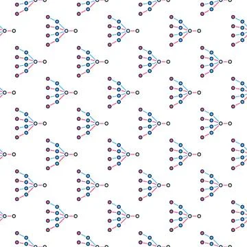 Neural Network Machine Learning vector colored seamless pattern 库存插图
