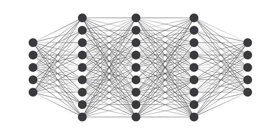 Neural network model. Artificial intelligence. AI Stock Illustration