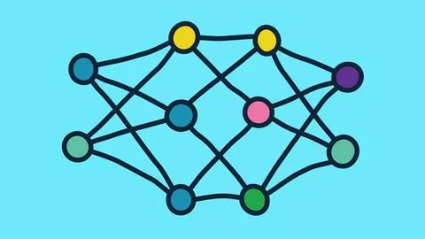 Neural network model. Artificial intelligence. AI. Vector Stock Illustration