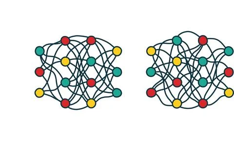 Neural network model. Artificial intelligence. AI Stock Illustration