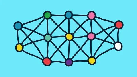 Neural network model. Artificial intelligence. AI. Vector Stock Illustration