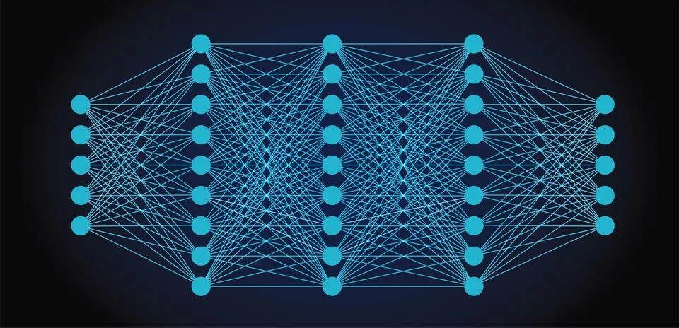 Neural network model. Artificial intelligence. AI 库存插图