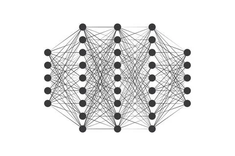 Neural network model. Artificial intelligence. AI Stock Illustration