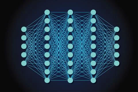 Neural network model. Artificial intelligence. AI Stock Illustration