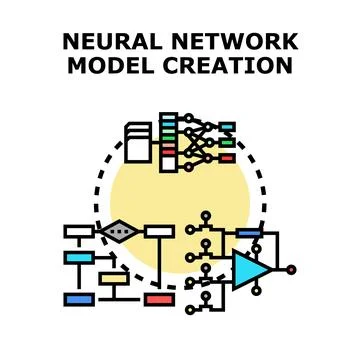 Neural network model creating process and artificial intelligence Illustrazione stock