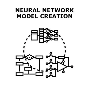 Neural network model creating process and artificial intelligence Stock Illustration
