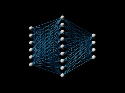 Neural network model isolated on black 库存插图