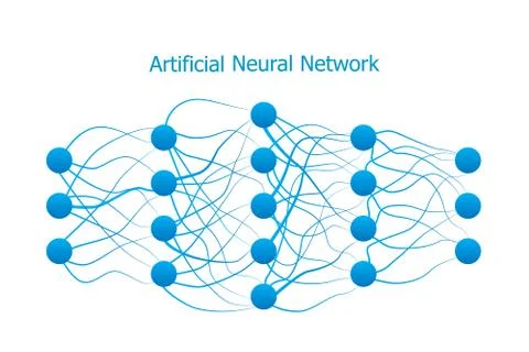 Neural network model with real synapses between neurons Stock Illustration