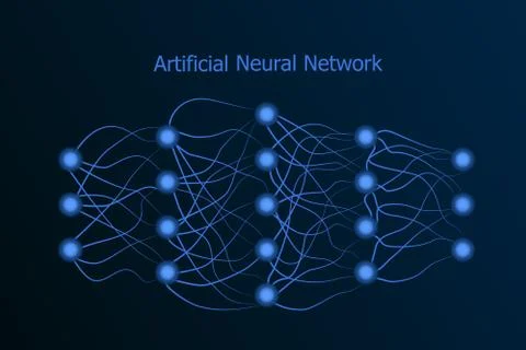 Neural network model with real synapses between neurons Stock Illustration
