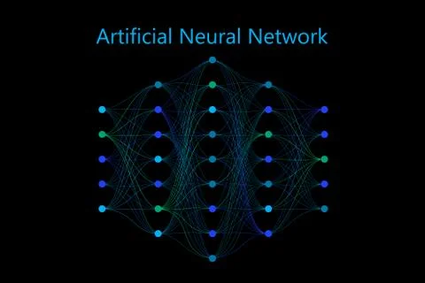 Neural network model with thin synapses between neurons Stock Illustration