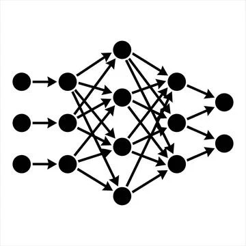 Neural network node map diagram icon 8K ultra quality image ratio with learni Stock Illustration