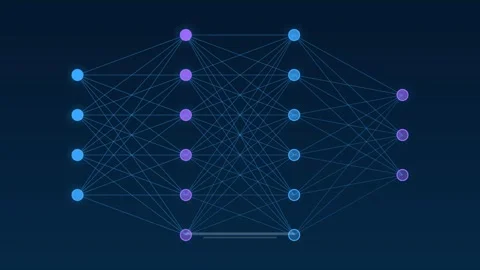 Neural network nodes connected layers sky concept loop 動画素材 342615888