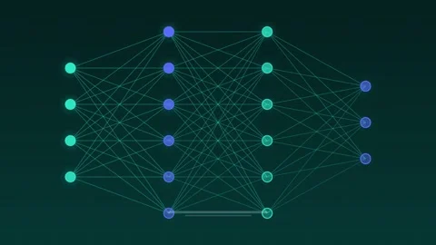 Neural network nodes connected layers teal concept loop 스톡 동영상 342615892