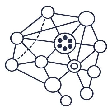 Neural Network Nodes Icon Vector Stock Illustration
