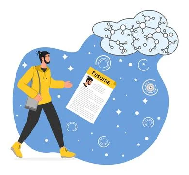 Neural network OpenAI Bot People Resume Candidate Stock Illustration