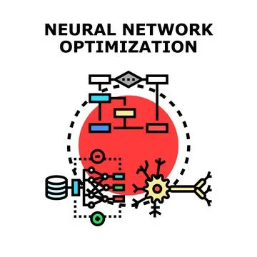 Neural network optimization process improving artificial intelligence Stockillustratie