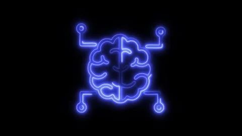 Neural Network Outline Icon in HD Video Neon Animation  AI and Computing Sy 動画素材 304374932