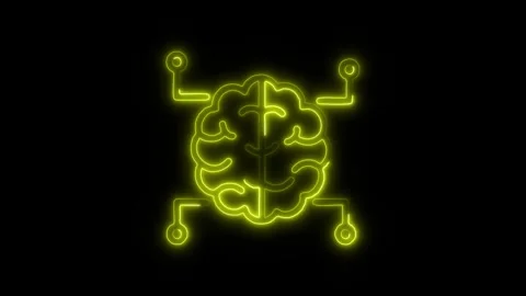 Neural Network Outline Icon in HD Video Neon Animation  AI and Computing Sy Stock-Footage 304374937