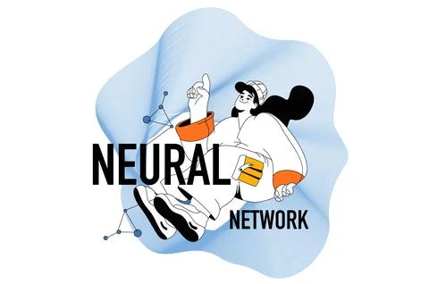 Neural Network Outline Illustration Illustrazione stock