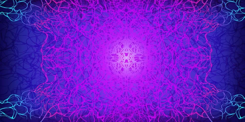 Neural network pattern in blue background, gradient neon nerve illustration Stock Illustration