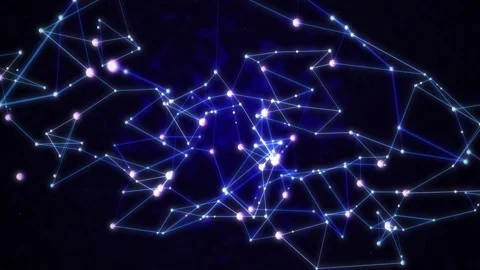 Neural Network Plexus with Glowing Connections and Signal Impulses, Seamless Loo Video stock 348871828