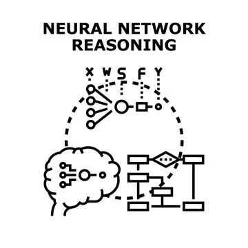 Neural network reasoning process developing artificial intelligence technolog Stock Illustration