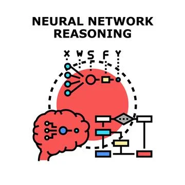 Neural network reasoning process developing artificial intelligence technolog Stock Illustration