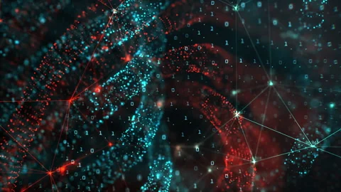 Neural Network Sci-Fi Background animation in blue and orange Stock Footage 235639017