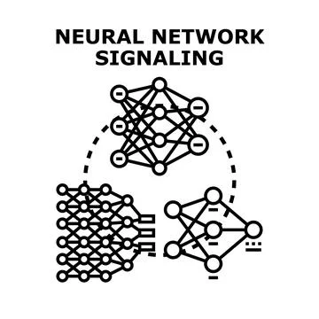 Neural network signaling machine learning artificial intelligence Illustrazione stock