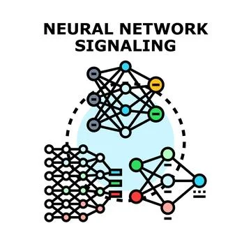 Neural network signaling machine learning artificial intelligence Stockillustratie