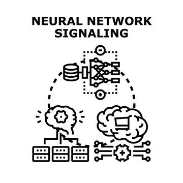 Neural network signaling processing big data concept Illustrazione stock