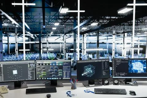 Neural network software running on PCs in data center Stock Photos