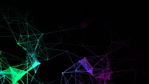 Neural network in space. Large elements. Structures in corners. Depth of field Stock Footage 95467591