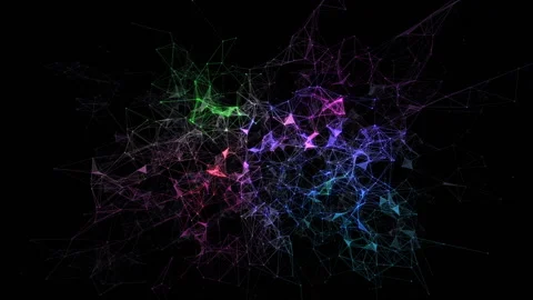 Neural network in space.Abstract space background, geometry surfaces, lines and Stock Footage 95466729