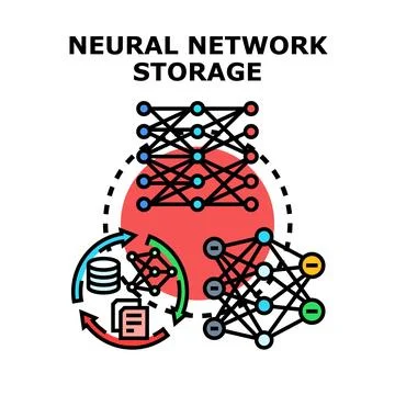 Neural network storage processing digital information concept Stock Illustration