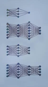 Neural Network Structure: 3D Model of Neurons and Connections, 3D rendering Stock Illustration
