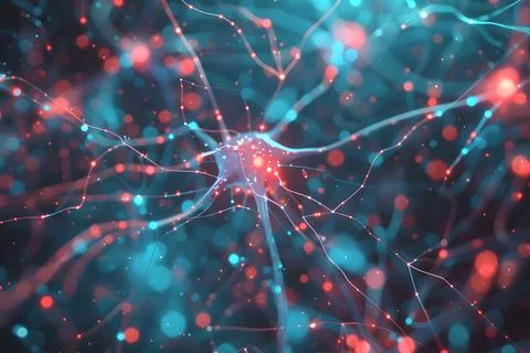 Neural network synapse connection visualization Stock Photos