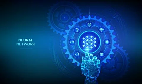 Neural network technology concept. AI. Artificial Intelligence. Machine Learn Stock Illustration