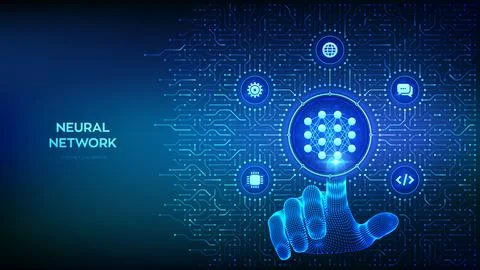 Neural network technology concept. AI. Artificial Intelligence. Machine Lea.. Stock Illustration