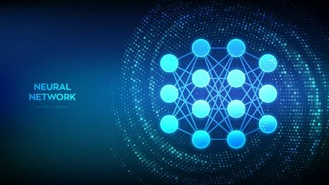 Neural network technology concept. AI. Artificial Intelligence. Machine Lea.. Illustrazione stock