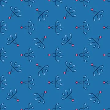 Neural Network Technology vector colored seamless pattern Illustrazione stock