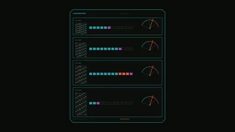 Neural Network Telemetry HUD Seamless Loop Stock Footage 342241273